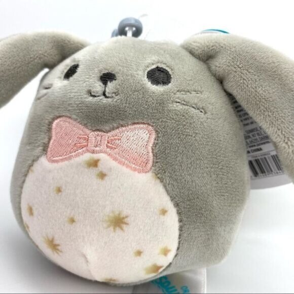 Squishmallow Blake Easter Bunny Rabbit Bowtie Clip On 3.5" Plush Keychain - Picture 2 of 4